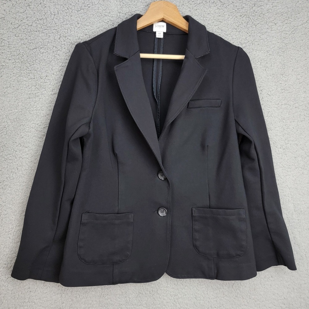 J.Crew Womens Stretch Blazer Jacket Size 10 Black‎ Unlined Career Work Office